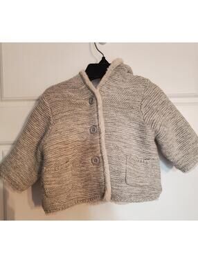 Baby Gap Sherpa gray Button Up Jacket 0-3months